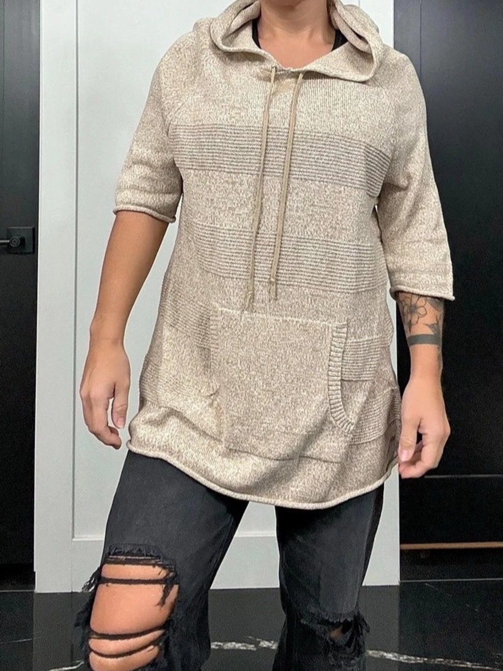 Eddie Bauer Cowl Neck Hoodie Beige Size 2XL Like New